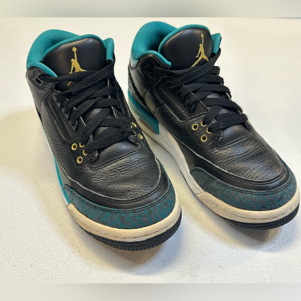 Jordan 3 Retro Rio Teal Black Gold Kids Sneakers 441140-018 Size‎ 6Y